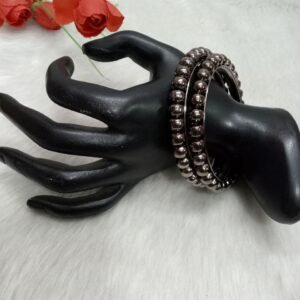 Kada- Black Metallic Oxidized ball Design Sleek Kada Pair SCA6992502