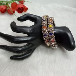 Kada- Silver Oxidized Multicolor Crystal Kada (SCA6983501)
