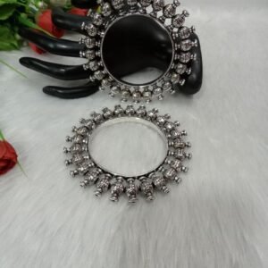 Bangles – GS Plated Brass Silver Oxidized Kada Set of 2 Pc (SCA6976503)