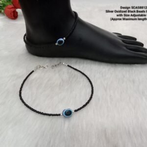 Shivay Creative Arts Premium Quality Silver Oxidized Black Beads Evil Eye Payal (SCA5881201)