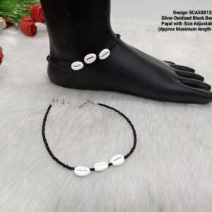 Shivay Creative Arts Premium Quality Silver Oxidized Black Beads Kodi Payal (SCA5881203)