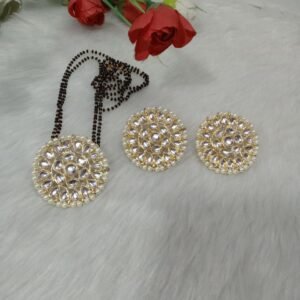 Mangalsutra – Light Golden Polish Polki Kundan Short Mangalsutra SCA45060
