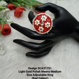 Shivay Creative Arts Light Gold Polish Meena Medium, Size Adjustable Ring  (SCA31751A)