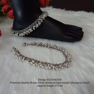 Shivay Creative Arts Premium Quality Silver Oxidized Brass Sleek Ghungroo Payal (SCA566350)
