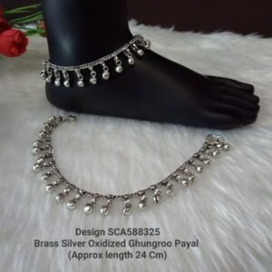 Shivay Creative Arts Premium Quality Silver Oxidized Brass Sleek Ghungroo Payal (SCA588325)