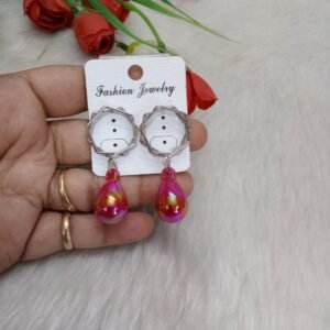Shivay Creative Arts Premium Quality Silver Plated hanging Rainbow shade Oval Ball Western Earrings (SCA22001)