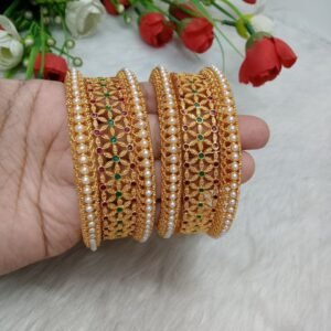 Bangles- Gold-Plated Alloy Metal Kada & Bangle set of 6Pc SCA134751