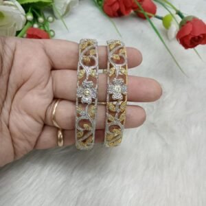 Kada- Light Gold Polish AD Stone Kada Pair SCA6844501