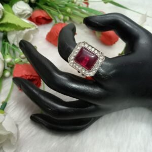 Shivay Creative Arts Silver-Plated Square Shape Monalisa Stone Ring (SCA162001A)