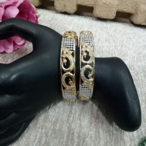 AD Kada - Gold Plated Dual Color Peacock Design AD Kada