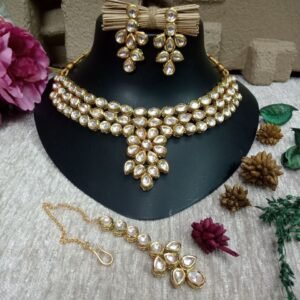 Kundan Necklace - Gold Plated Kundan Back Meenakari Necklace