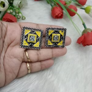 Studs - German Silver-Plated Oxidized AD Meena Studs SCA73275