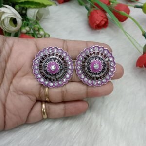 Studs - German Silver-Plated Oxidized Meena Ad Studs SCA3255