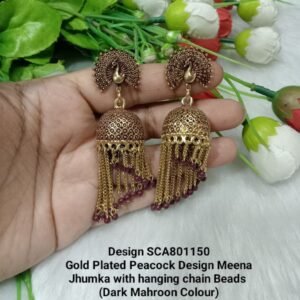 Jhumka-Traditional Peacock Design Meena Jhumka SCA801150
