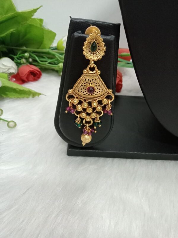 Traditional Rajwadi Copper Long Necklace by Shivay Creative Arts - Image 2