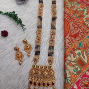 Rajwadi Mangalsutra - Copper Rajwadi 5 line long Designer Mangalsutra SCARLM53