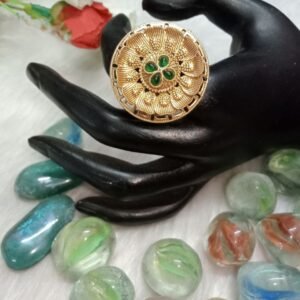 Rajwadi Ring - Gold Plated Copper Rajwadi Ring SCARR10-Green