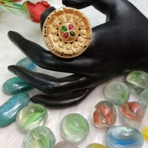 Rajwadi Ring - Gold Plated Copper Rajwadi Polish Ring SCARR10-Ruby Green
