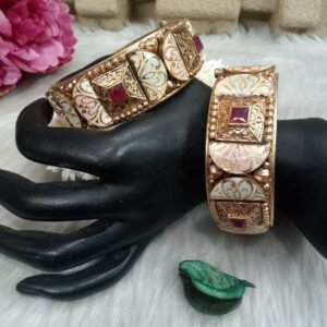 Rajwadi Kada - Rajwadi Polish Copper Openable Meena Kada