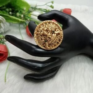Rajwadi Rings - Gold Plated Copper Rajwadi Laxmi Mata Ring SCARR26