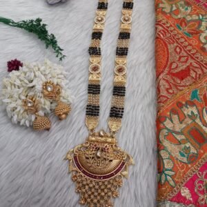 Rajwadi Mangalsutra - Copper Rajwadi 5 line long Mangalsutra SCARLM55