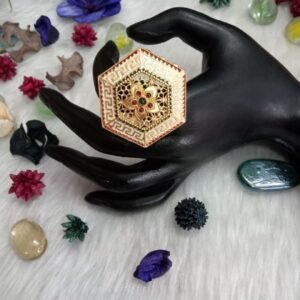 Rajwadi Ring - Gold Plated Rajwadi Big Size Adjustable Ring SCARR12