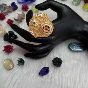 Rajwadi Ring - Gold Plated Rajwadi Polish Size Adjustable Ring SCARR13