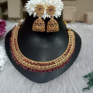 Rajwadi Necklace - Gold Plated Copper Rajwadi AD Necklace SCARN76