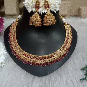 Rajwadi Necklace - Gold Plated Copper Rajwadi AD Necklace SCARN75