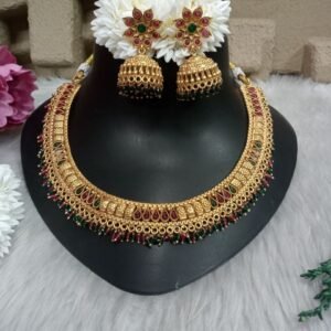 Rajwadi Necklace - Gold Plated Copper Rajwadi AD Necklace SCARN77