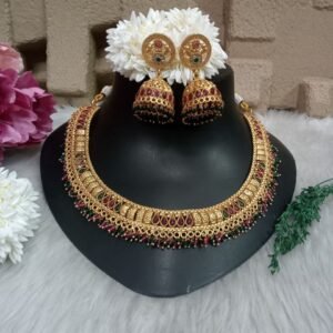 Rajwadi Necklace- Rajwadi Necklace Kemp Stone Studded Necklace SCARN74