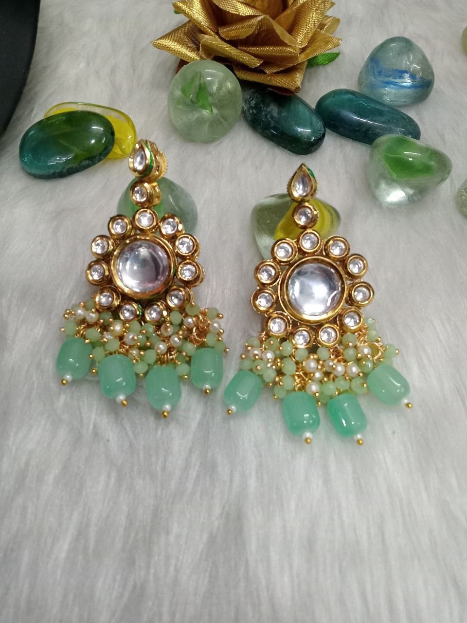 Kundan necklace earrings