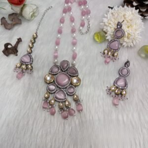 Monalisa Necklace - Kundan Black Metallic long Necklace