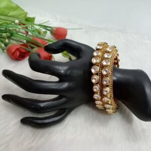 Kundan Kada - Gold Plated Brass Kundan Kada