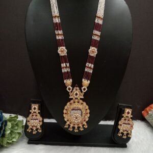 Rajwadi Necklace - Gold Plated Hydro Beads Copper Rajwadi Long Necklace SCARLN59