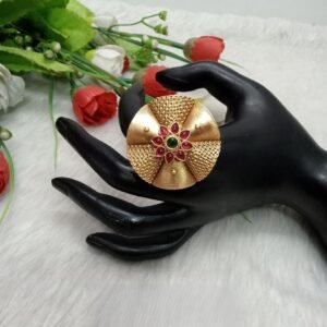 Rajwadi Ring - Rajwadi Polish Size Adjustable Ring SCARR23-Ruby Green