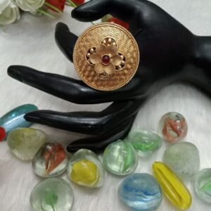 Rajwadi Rings - Gold Plated Rajwadi Polish Copper Ring SCARR11-Ruby