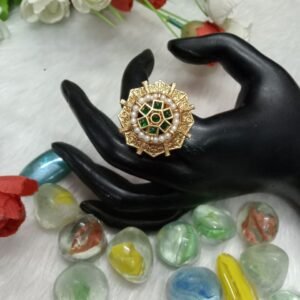 Rajwadi Rings - Gold Plated Rajwadi Polish Copper Flower Design Ring SCARR19