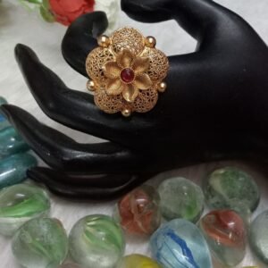 Rajwadi Rings-Gold Plated Rajwadi Ring SCARR6-Ruby