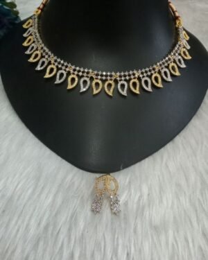Necklace - Gold & Silver-Plated Dual Color AD Necklace SCA85062
