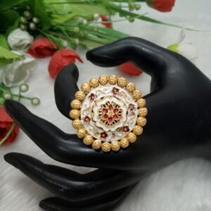 Rajwadi Rings - Gold Plated Alloy Metal Rajwadi Look Alike Meena Ring SCARR37