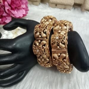 Rajwadi Kada - Rajwadi Polish Copper Gold Plated Handcrafted Broad Kada