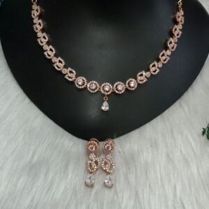 Necklace - Rose Gold Ad Necklace with Earrings SCA185073
