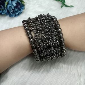 Kashmiri Bangle - Black Metallic Oxidized Alloy Metal Kashmiri Bangle Kada Combo