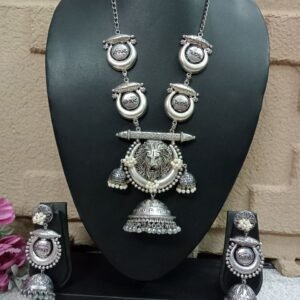 Long Necklace - Lion German Silver Oxidized Statement long Necklace SCAOLN11