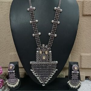 Long Necklace - German Silver Oxidized Long Statement Necklace SCAOLN13
