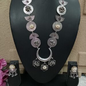 Necklace - German Silver Brass Long Designer Necklace SCAOLN29