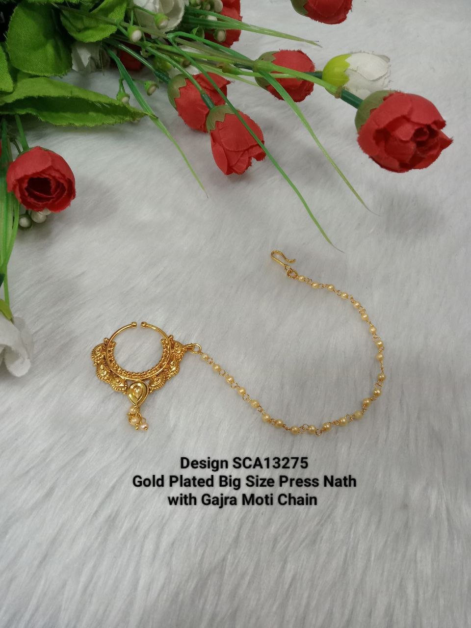 Gold Plated Medium Size Bridal Nath SCA13275F