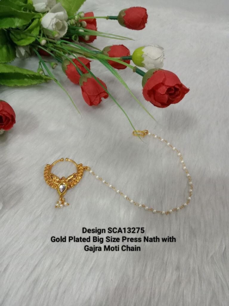 Gold Plated Medium Size Bridal Nath SCA13275E