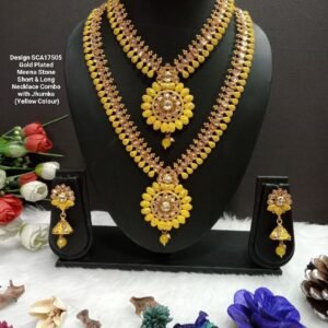 Necklace- Gold Plated Yellow Color Meena Necklace Combo SCA1750
